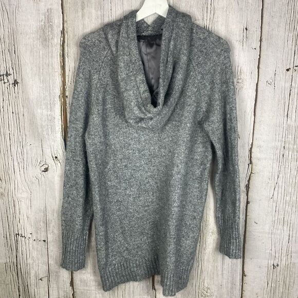 Express Satin Tie Oversized Hoodie Sweater Heather Grey Size Small 98 - Picture 6 of 9